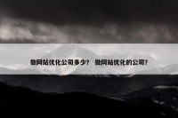 做网站优化公司多少？ 做网站优化的公司？