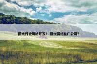 丽水行业网站开发？ 丽水网络推广公司？