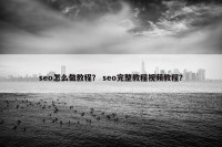 seo怎么做教程？ seo完整教程视频教程？