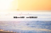 掌握seo分类？ seo主要包括？