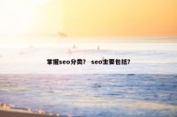 掌握seo分类？ seo主要包括？