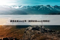 闽清企业seo公司（闽清企业seo公司排名）
