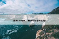 威海seo培训？ 威海软件培训机构？