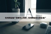 杭州网站推广找哪家公司好，杭州网站优化排名推广