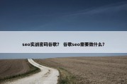 seo实战密码谷歌？ 谷歌seo需要做什么？
