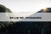 清丰seo推广推荐，清丰吧百度贴吧微信