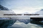 苏州专业网站开发公司排名？ 苏州网站建设方案开发？