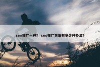 seo推广一种？ seo推广方案有多少种办法？