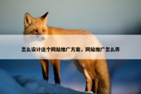 怎么设计这个网站推广方案，网站推广怎么弄