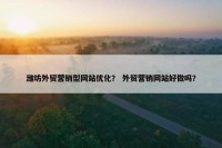 潍坊外贸营销型网站优化？ 外贸营销网站好做吗？