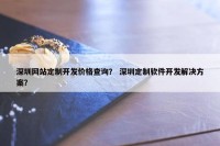 深圳网站定制开发价格查询？ 深圳定制软件开发解决方案？