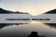 菏泽网站优化常见问题案例？ 网站优化建议与措施？