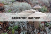 白酒网站推广文章？ 白酒推广软文？