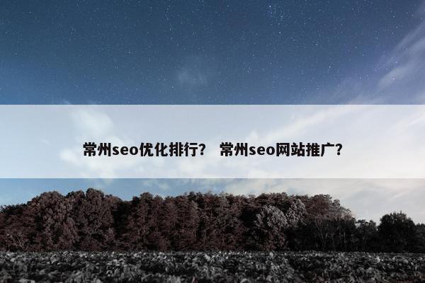 常州seo优化排行？ 常州seo网站推广？