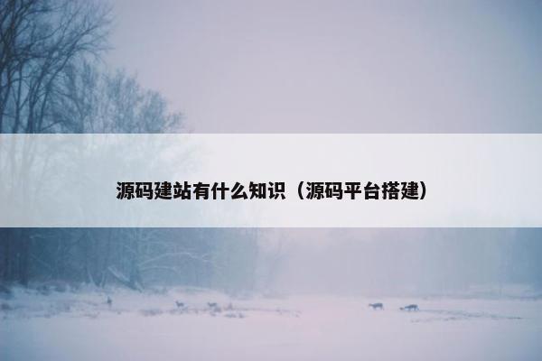 源码建站有什么知识（源码平台搭建）