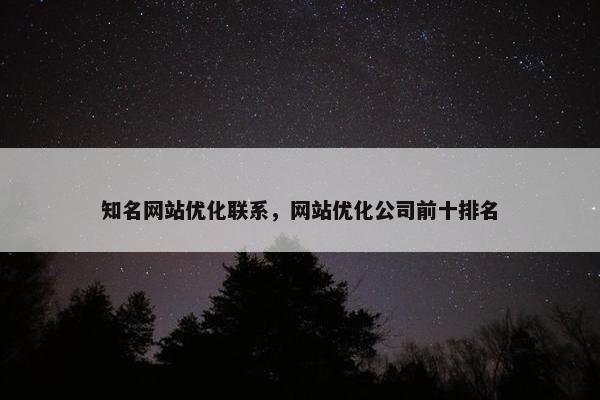 知名网站优化联系，网站优化公司前十排名
