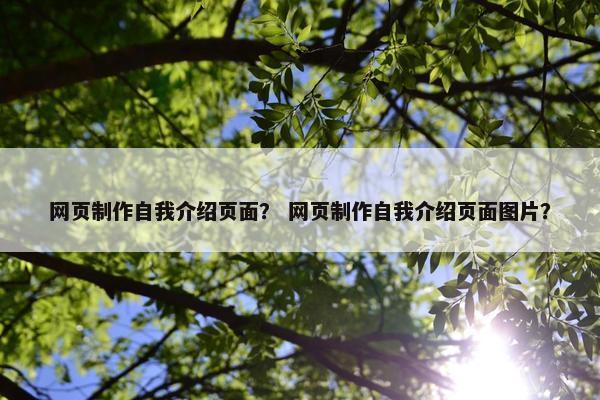 网页制作自我介绍页面？ 网页制作自我介绍页面图片？