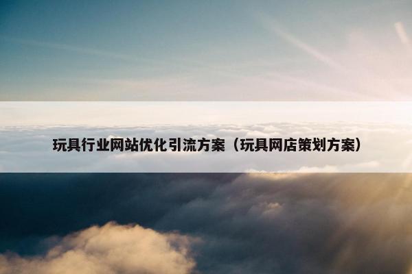 玩具行业网站优化引流方案（玩具网店策划方案）