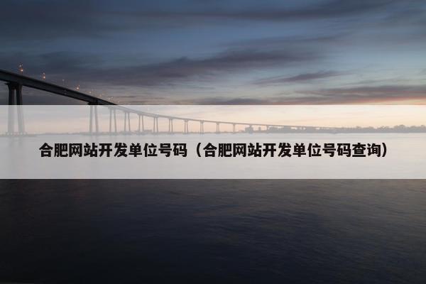 合肥网站开发单位号码（合肥网站开发单位号码查询）