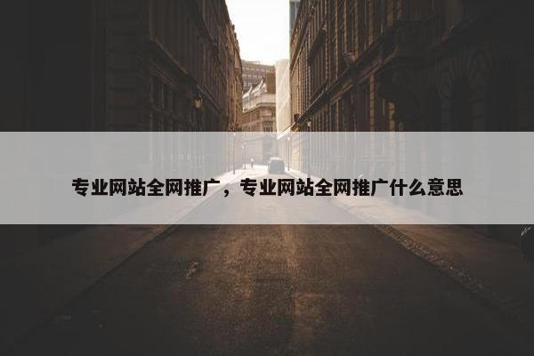 专业网站全网推广，专业网站全网推广什么意思