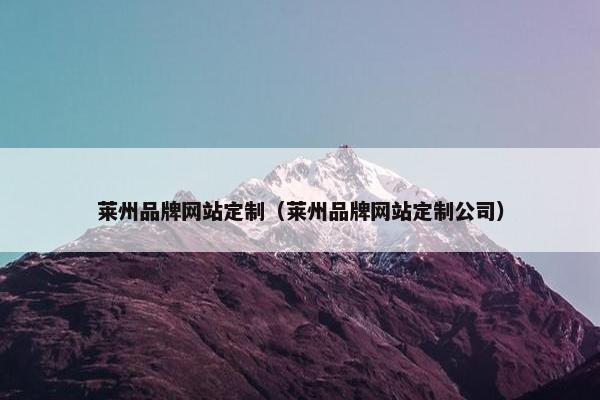 莱州品牌网站定制（莱州品牌网站定制公司）
