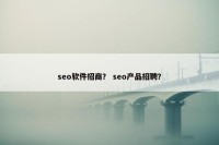 seo软件招商？ seo产品招聘？
