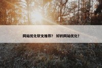 网站优化软文推荐？ 好的网站优化？