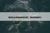 梅州怎么做网站建设开发？ 梅州网站制作？