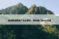 巢湖网站群推广怎么做好，网站推广及seo方案