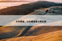 b2b排名，b2b排名前十的公司