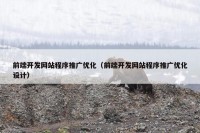 前端开发网站程序推广优化（前端开发网站程序推广优化设计）