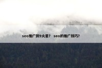 seo推广到9火星？ seo的推广技巧？