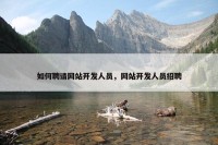 如何聘请网站开发人员，网站开发人员招聘