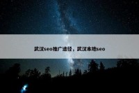 武汉seo推广途径，武汉本地seo