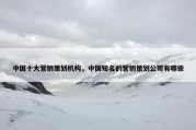 中国十大营销策划机构，中国知名的营销策划公司有哪些