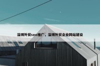 淄博外贸seo推广，淄博外贸企业网站建设