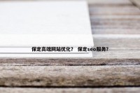 保定高端网站优化？ 保定seo服务？