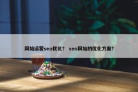 网站运营seo优化？ seo网站的优化方案？
