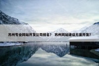 苏州专业网站开发公司排名？ 苏州网站建设方案开发？