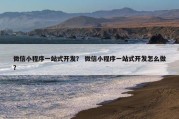 微信小程序一站式开发？ 微信小程序一站式开发怎么做？