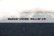 佛山网站推广公司价格表（佛山seo推广公司）