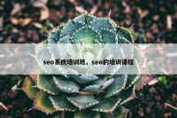 seo系统培训班，seo的培训课程
