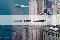 seo标题什么意思？ seo标题技巧？