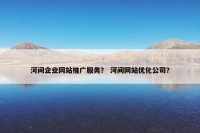 河间企业网站推广服务？ 河间网站优化公司？