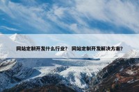 网站定制开发什么行业？ 网站定制开发解决方案？