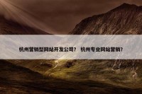杭州营销型网站开发公司？ 杭州专业网站营销？