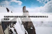 徐州网站建设项目优化公司？ 徐州网站建设项目优化公司名单？