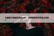 长春哪个网站开发php好？ 长春哪家软件开发公司好？