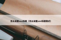 怎么设置seo标题（怎么设置seo标题格式）