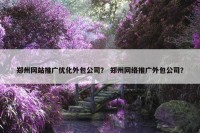 郑州网站推广优化外包公司？ 郑州网络推广外包公司？
